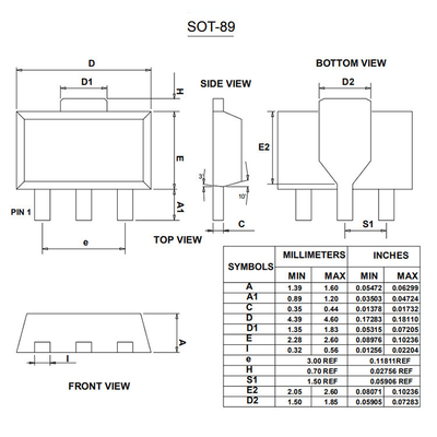 SOT-89 D882 NPN ترانزیستورهای الکترونیک پلاستیکی
