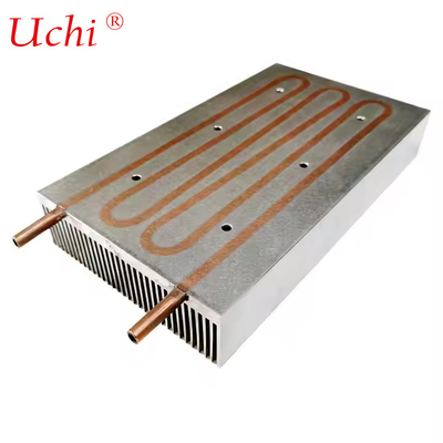 آب سرد صفحه حرارتی سینک جاسازی شده لوله های مس خنک کننده آب حرارتی سینک 120 ((W) * 36 ((H) * 210 ((L) mm