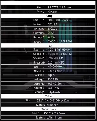 فروش پایین 120mm مایع CPU پمپ آب خنک کننده برای کامپیوتر بازی