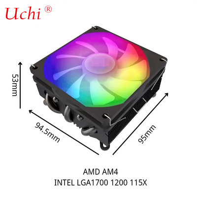 رادیاتور لوله گرمایی I3 I5 I7 I9 Lga775 1150 1151 1155 1156 1700 1366 2011 AMD AM4 AM5 Universal Horizontal CPU Cooler فن سیاه