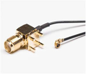 S-MA زنانه جک تمدید زاویه راست PCB همکسان نصب به UFL UFL کانکتور 1.13 کابل Pigtail