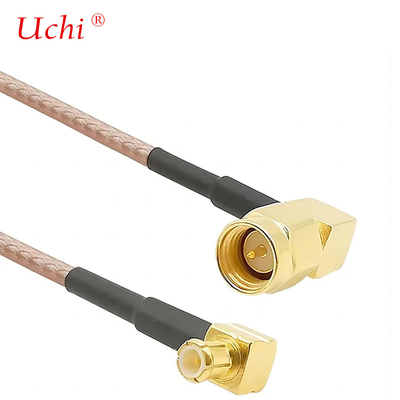 کابل کم ضایعات SMA-Male به MCX Male زاویه راست 6 اینچ 15 سانتی متر کانکتور RF RG316 آنتن کواکسیال Pigtail