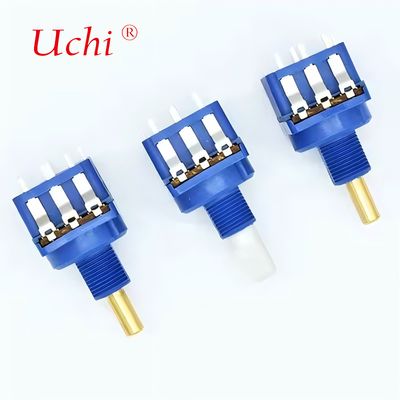 پتانسیومتر دیمر چرخشی شفت مسی جامد WH116AK با سوئیچ دکمه‌ای 10A