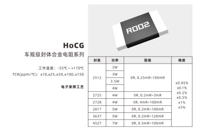مقاومت سنسور جریان / شنت آلیاژی درجه خودرویی کپسوله شده